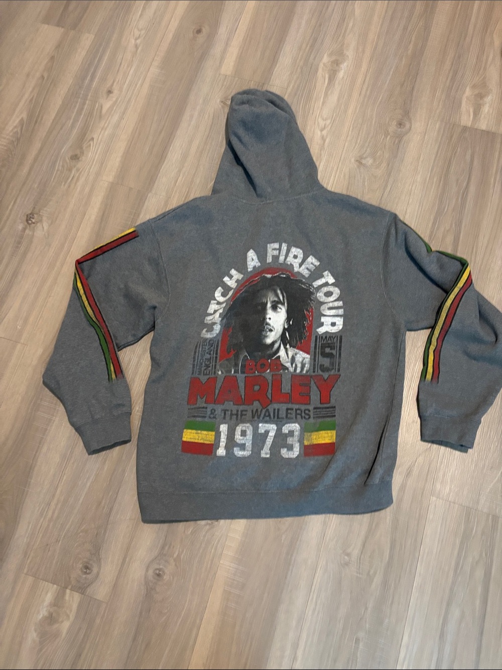 Bob Marley 'Catch A Fire Tour 1973' Gray Pullover Hoodie